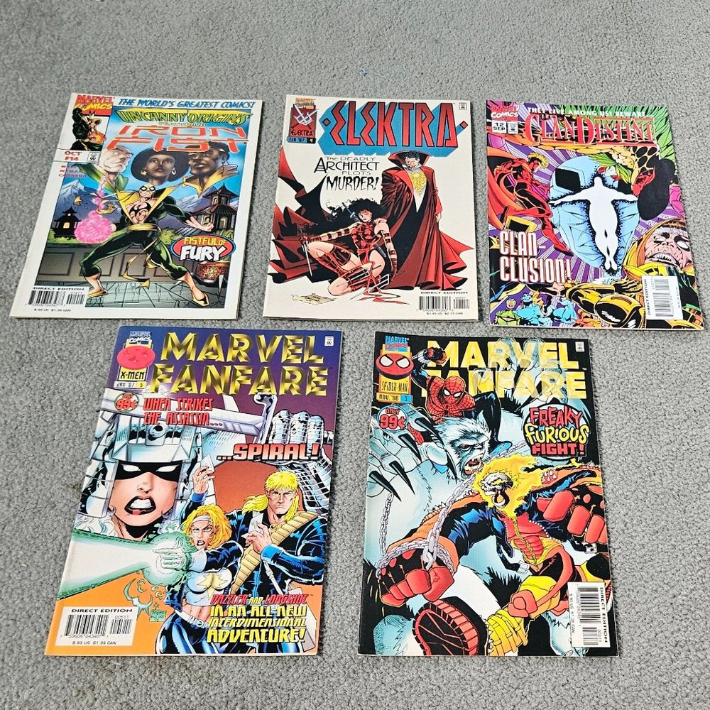 " Iron Fist, Elektra, Clan Destine, Marvel Fanfare" Marvel Comic Set